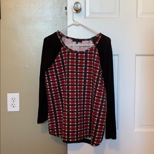 Sanctuary Red, White, and Black Long Sleeve Shirt